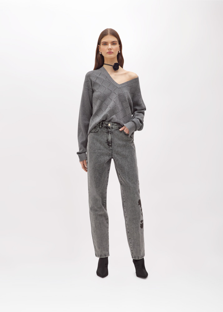 VISCOSE SWEATER WITH RHINESTONES