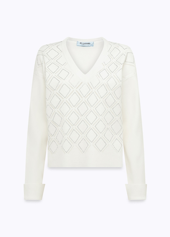 VISCOSE SWEATER WITH RHINESTONES