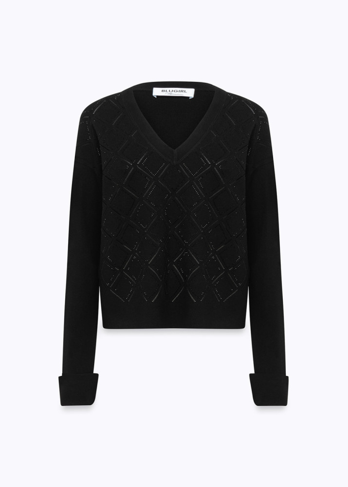 VISCOSE SWEATER WITH STRASS