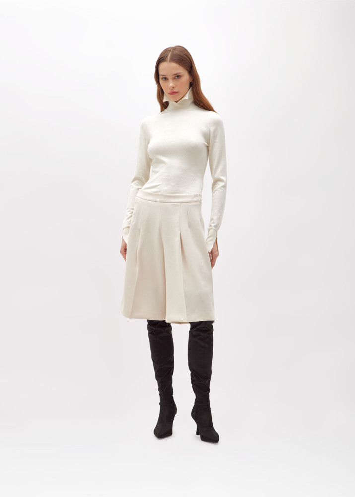 STRETCH VISCOSE SWEATER WITH COLLAR
