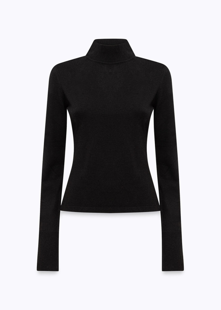 STRETCH VISCOSE TURTLENECK TOP