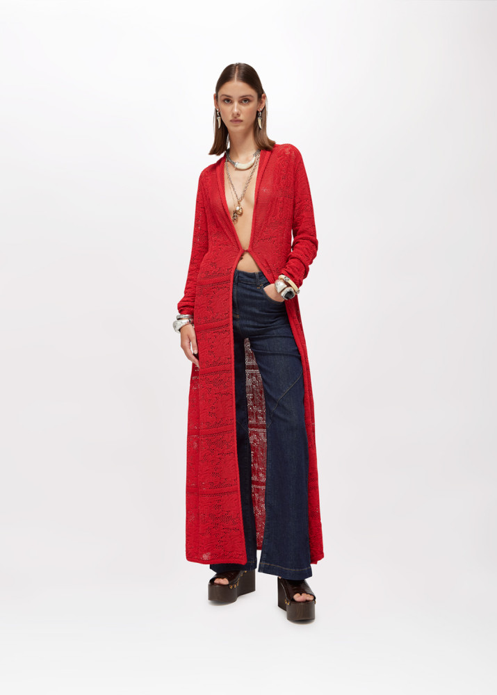 COTTON-BLEND MAXI CARDIGAN