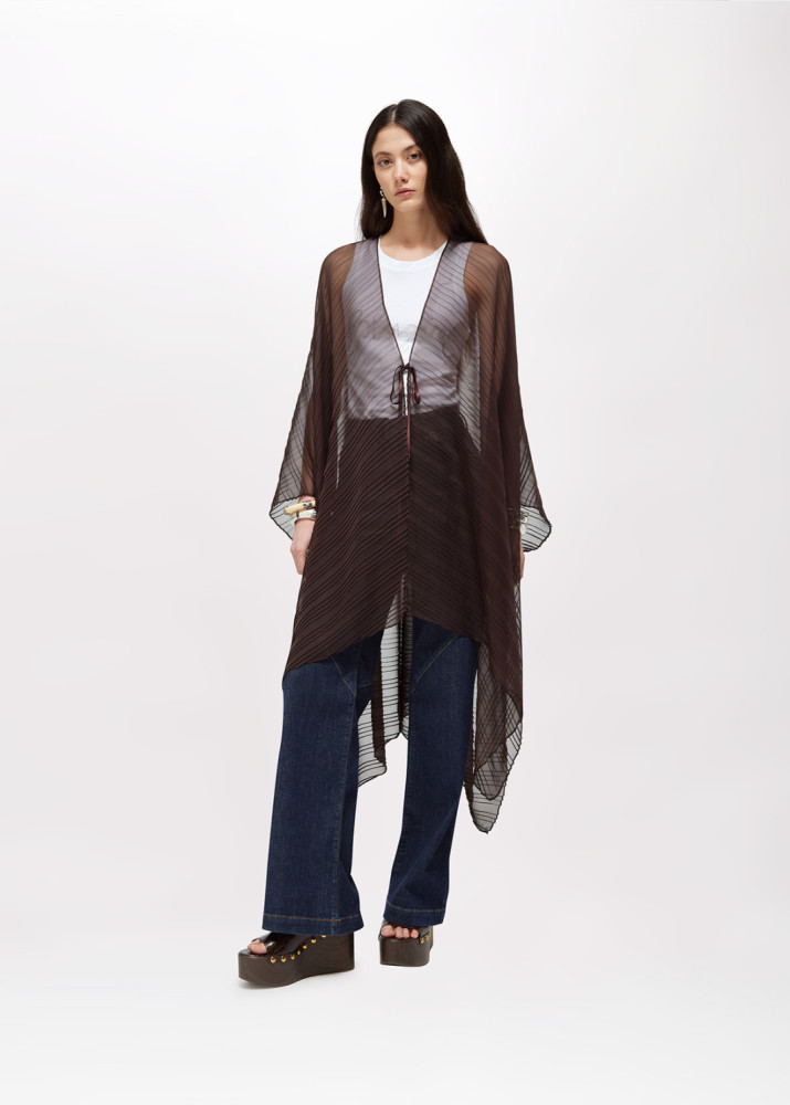 PLEATED MAXI PONCHO