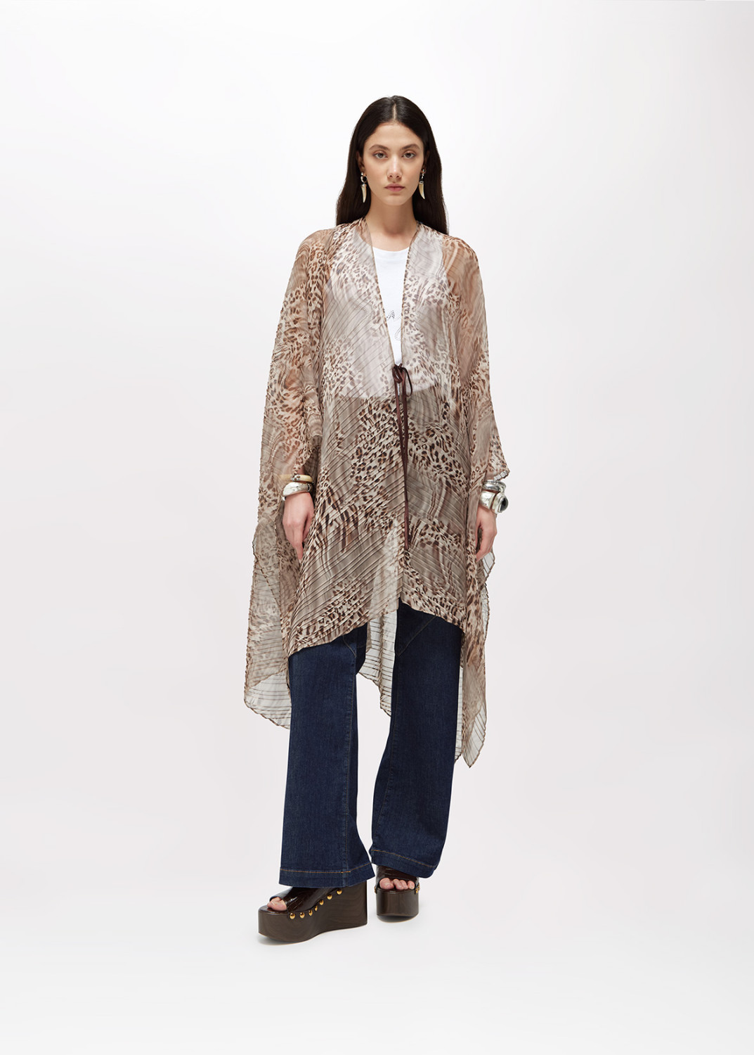 BLUGIRL: ANIMAL PRINT PLEATED MAXI PONCHO