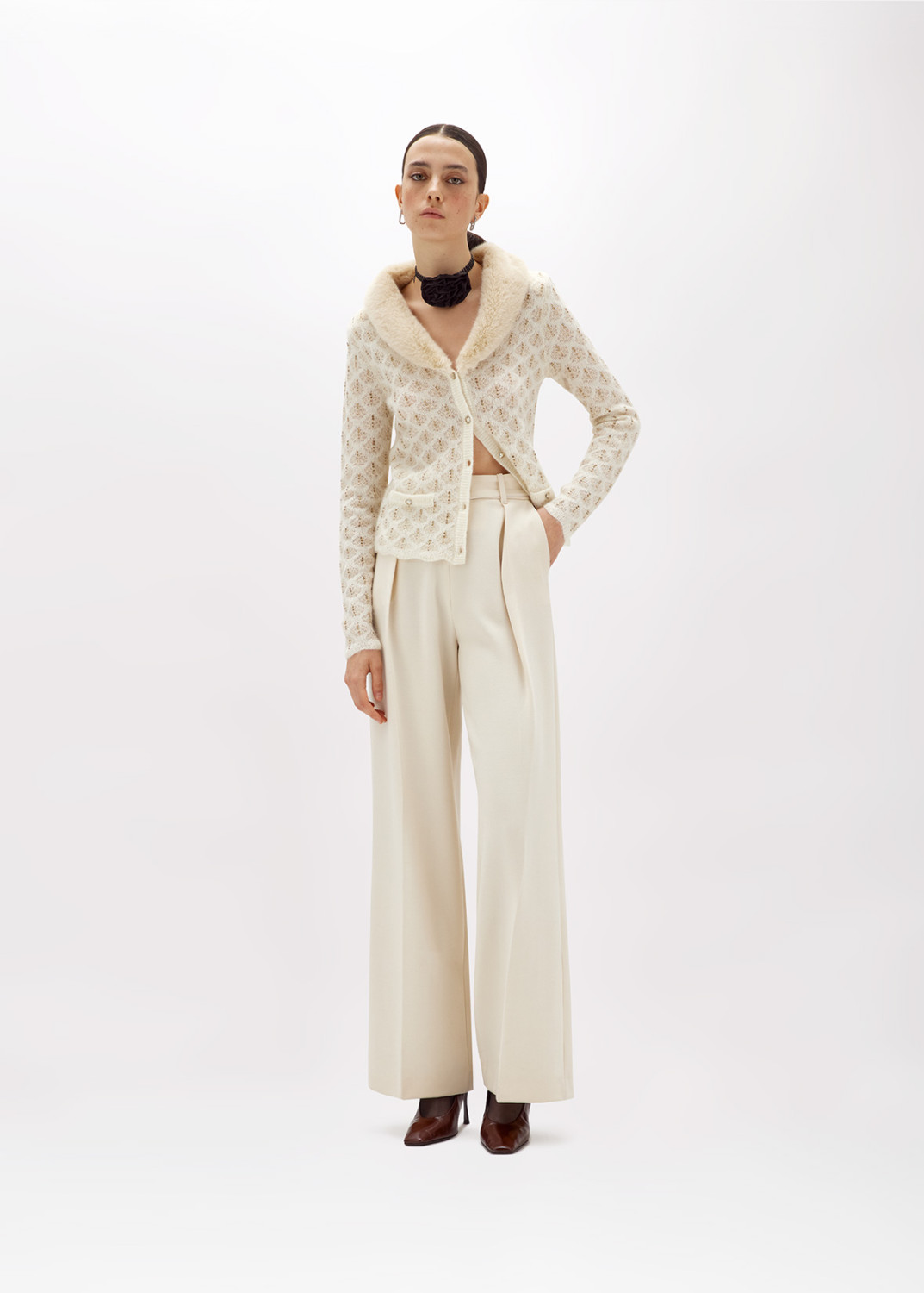 BLUGIRL: WIDE PANTS IN STRETCH WOOL CADY