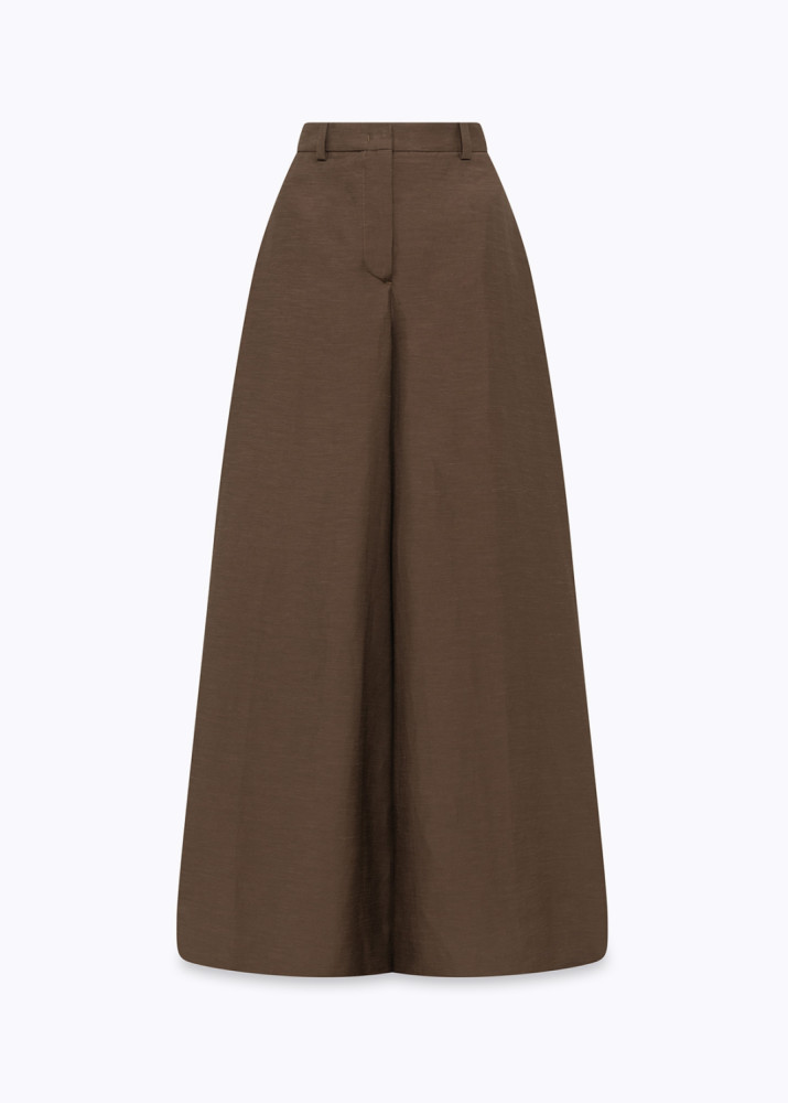 PANTALONI AMPI IN MISTO LINO