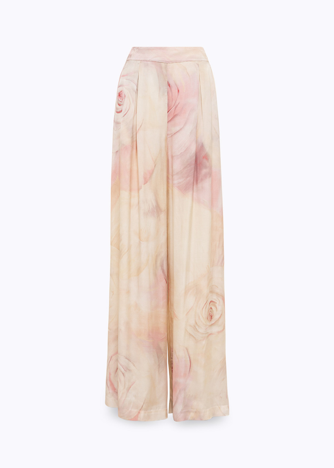 BLUGIRL: PANTALONI AMPI IN RASO CON STAMPA ROSE