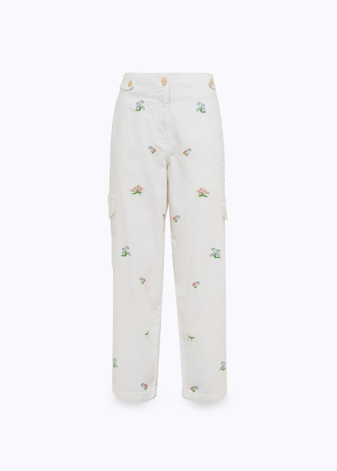 BLUGIRL: PANTALONI CARGO IN GABARDINA RICAMATA