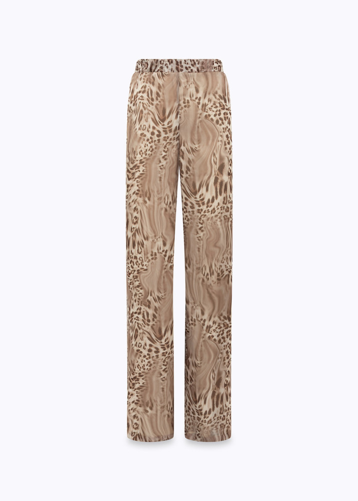 PANTALONI IN CHIFFON ANIMALIER