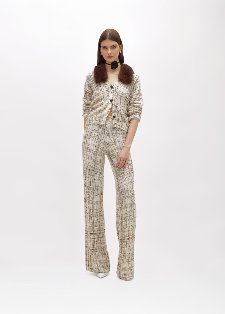 PANTALONI STAMPATI IN MISTO LANA