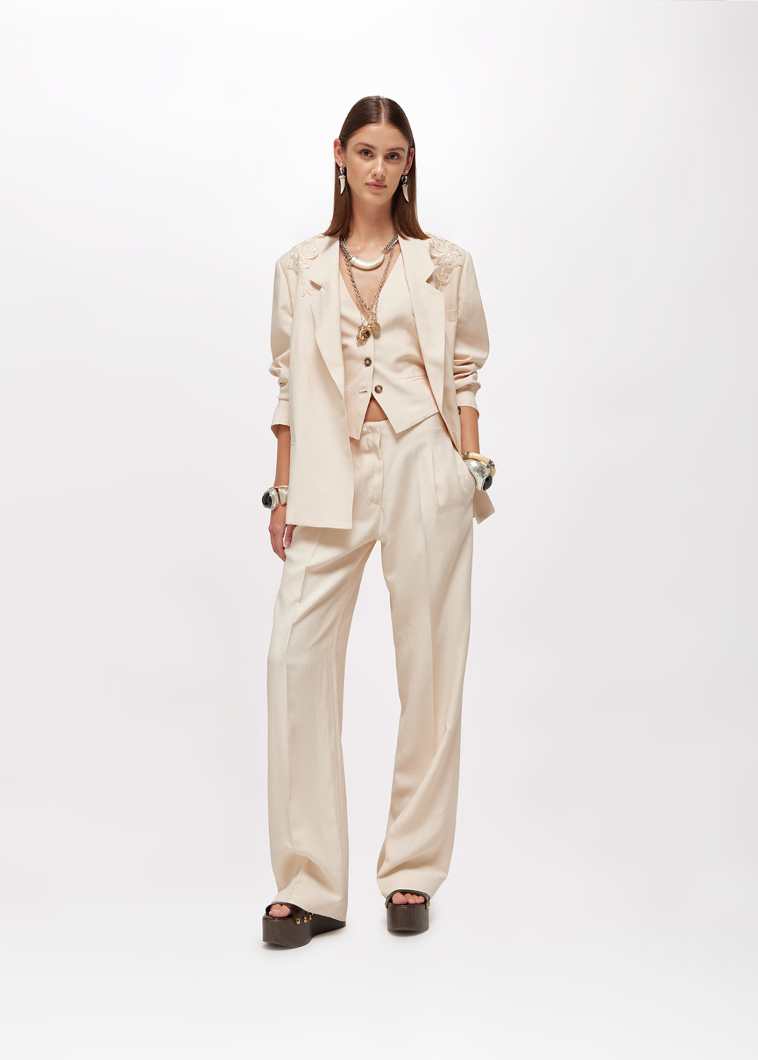 BLUGIRL: WIDE-LEG LINEN-BLEND TROUSERS