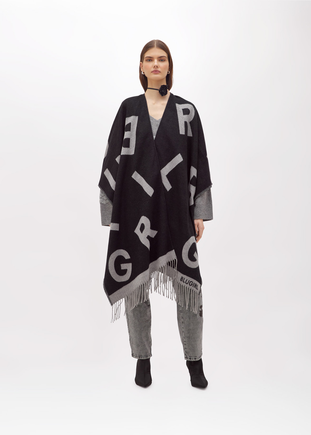 BLUGIRL: PONCHO WITH LOGO LETTERING