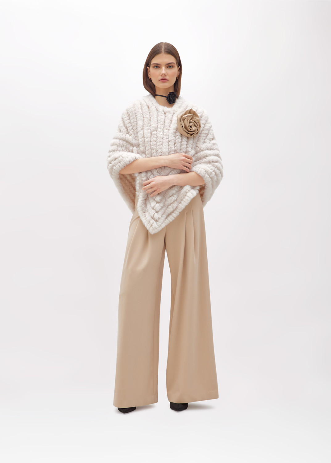 BLUGIRL: FAUX FUR PONCHO WITH BROOCH