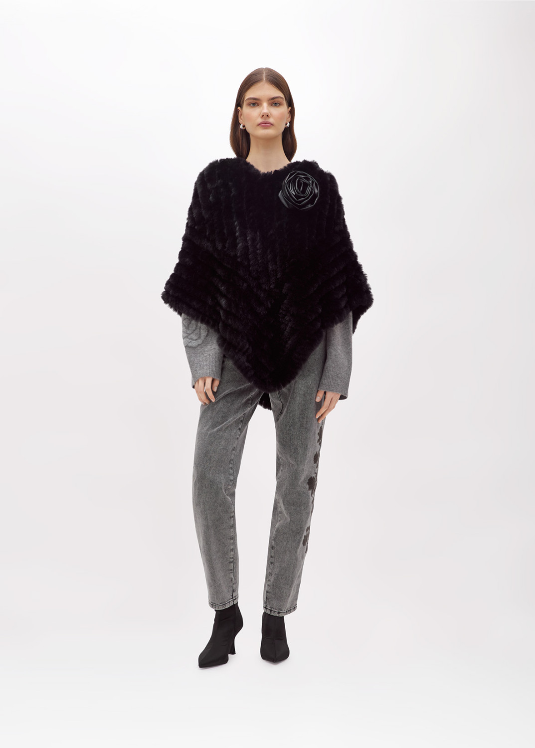 BLUGIRL: FAUX FUR PONCHO WITH BROOCH