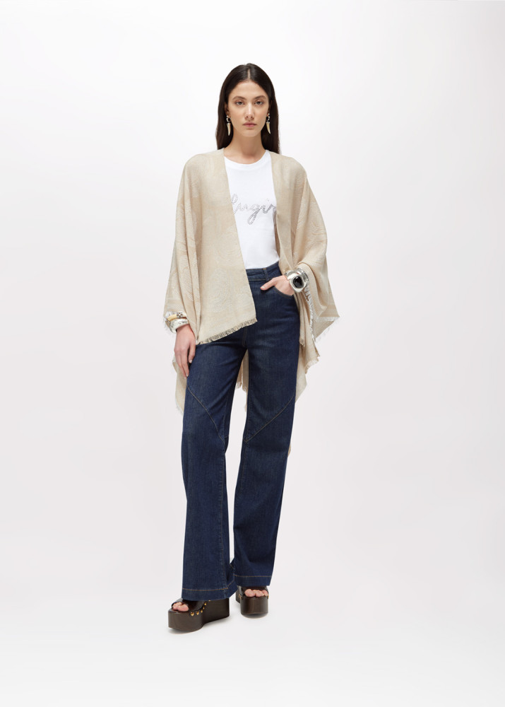 ROSE JACQUARD PONCHO