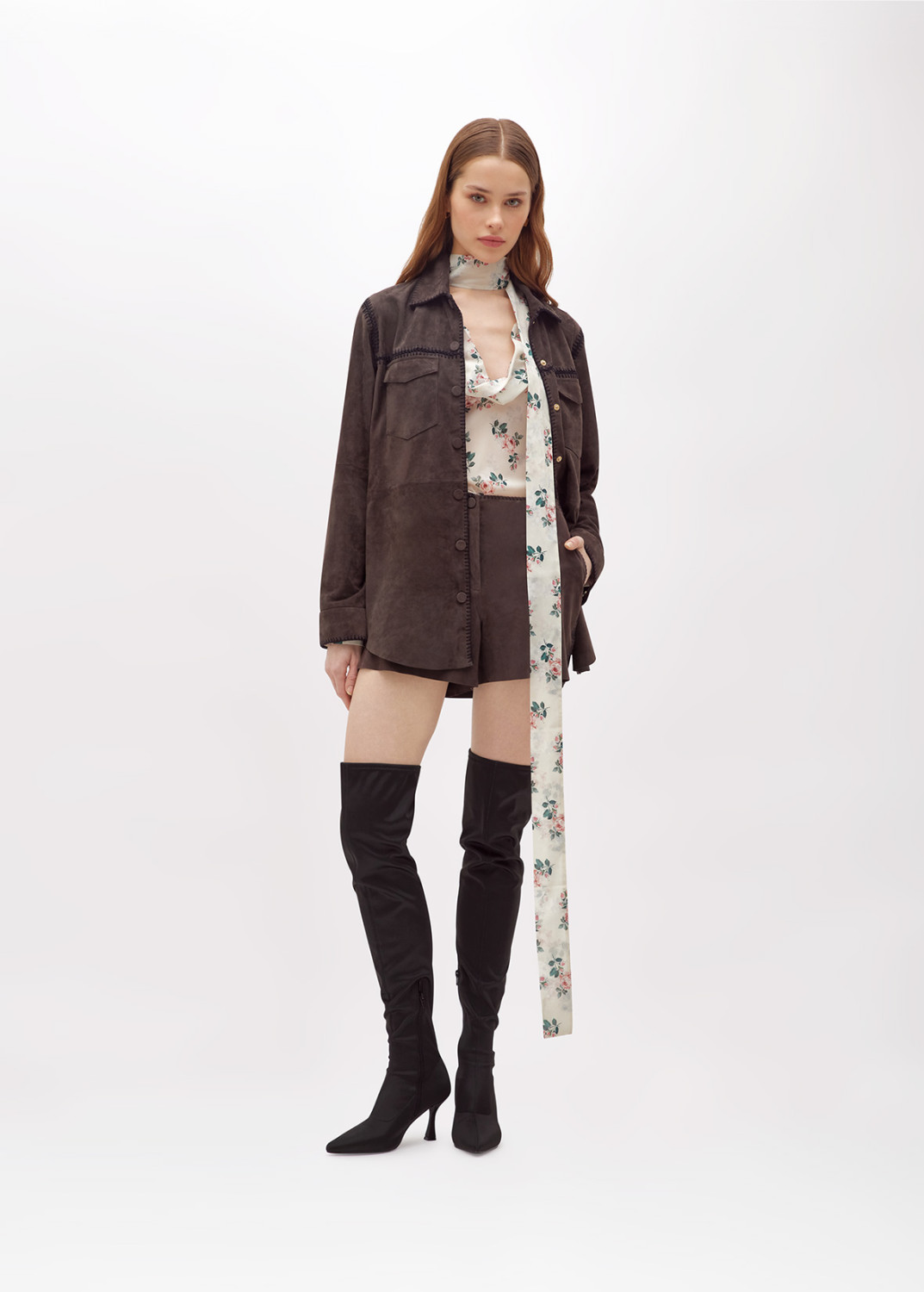 BLUGIRL: SUEDE SHORTS WITH CROCHET