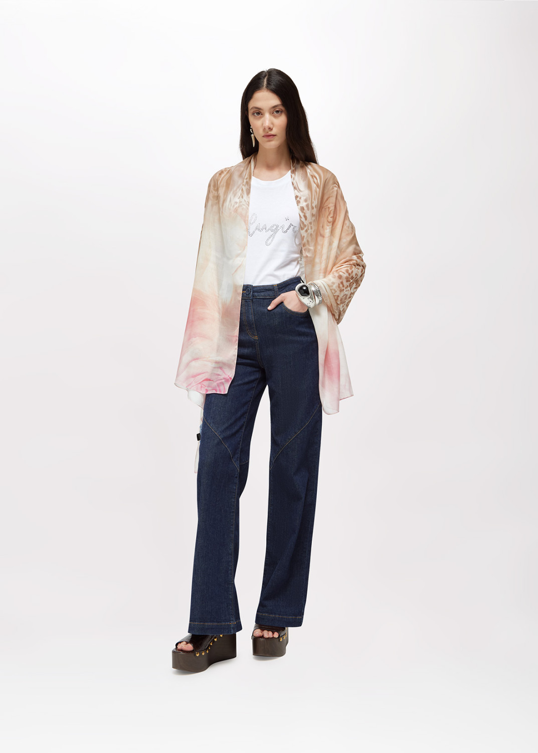 BLUGIRL: STOLE WITH ANIMALIER AND ROSE PRINT