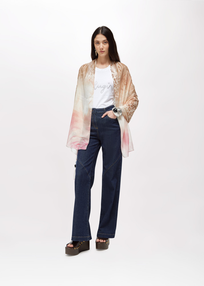 STOLE WITH ANIMALIER AND ROSE PRINT