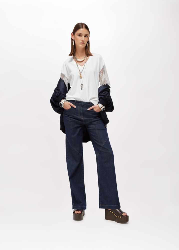 T-SHIRT IN JERSEY CON PIZZO