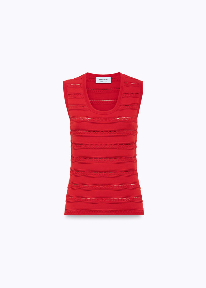 TOP IN MAGLIA DI VISCOSA POINTELLE