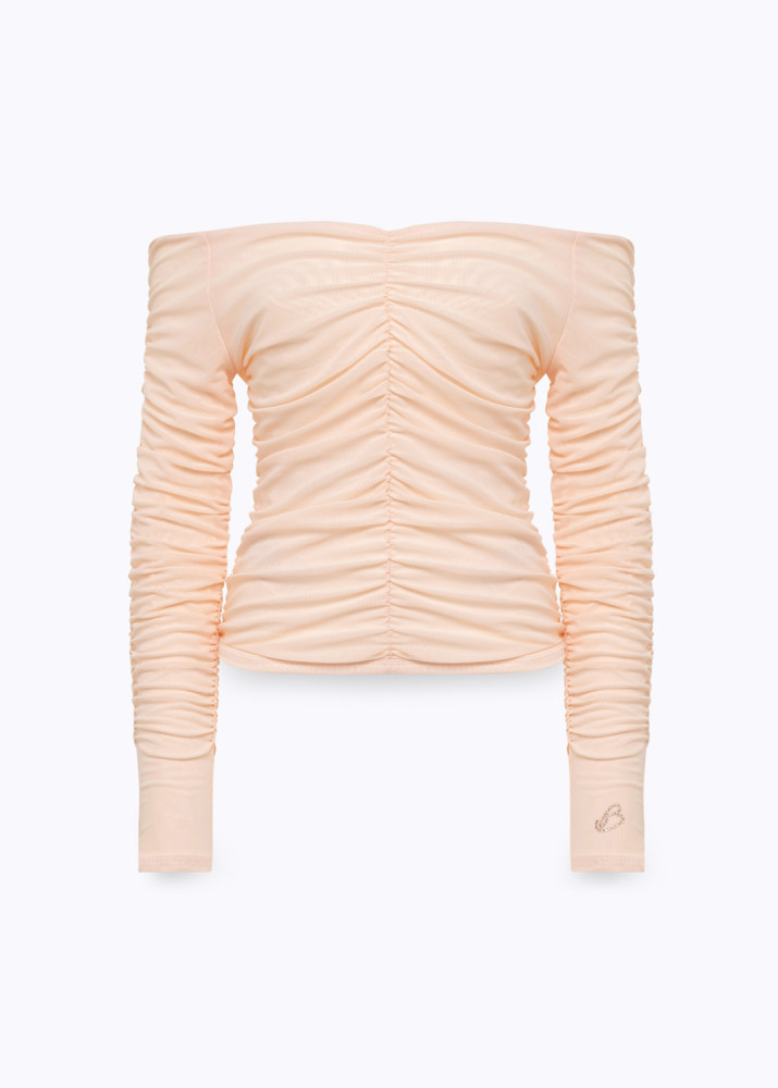 OFF-SHOULDER TULLE TOP