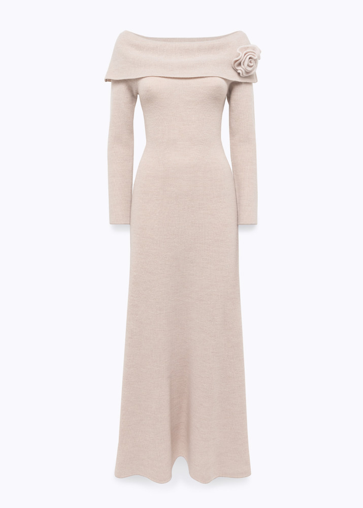 ABITO OFF SHOULDER IN LANA CON SPILLA