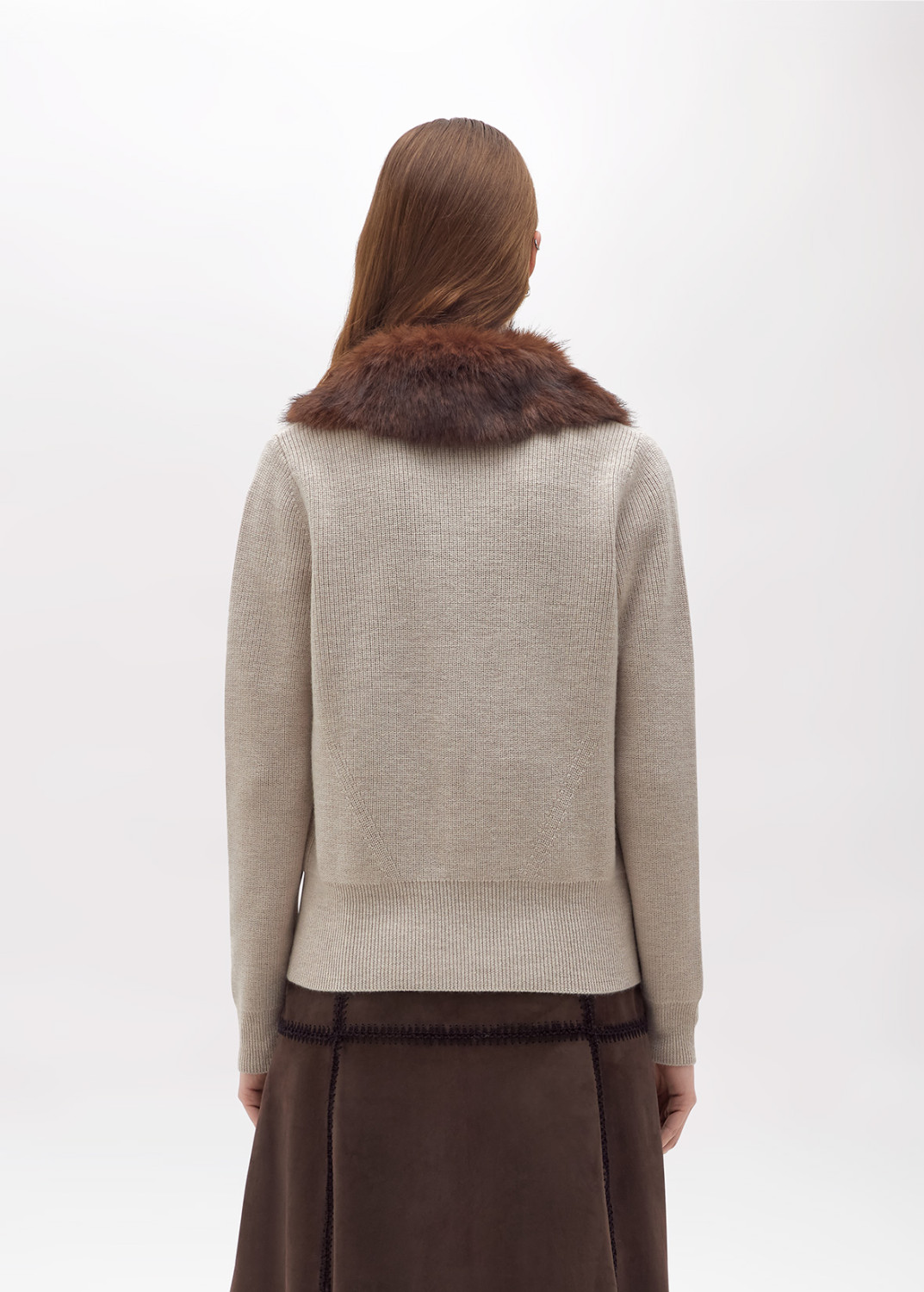 BLUGIRL: WOOL CARDIGAN WITH FAUX FUR