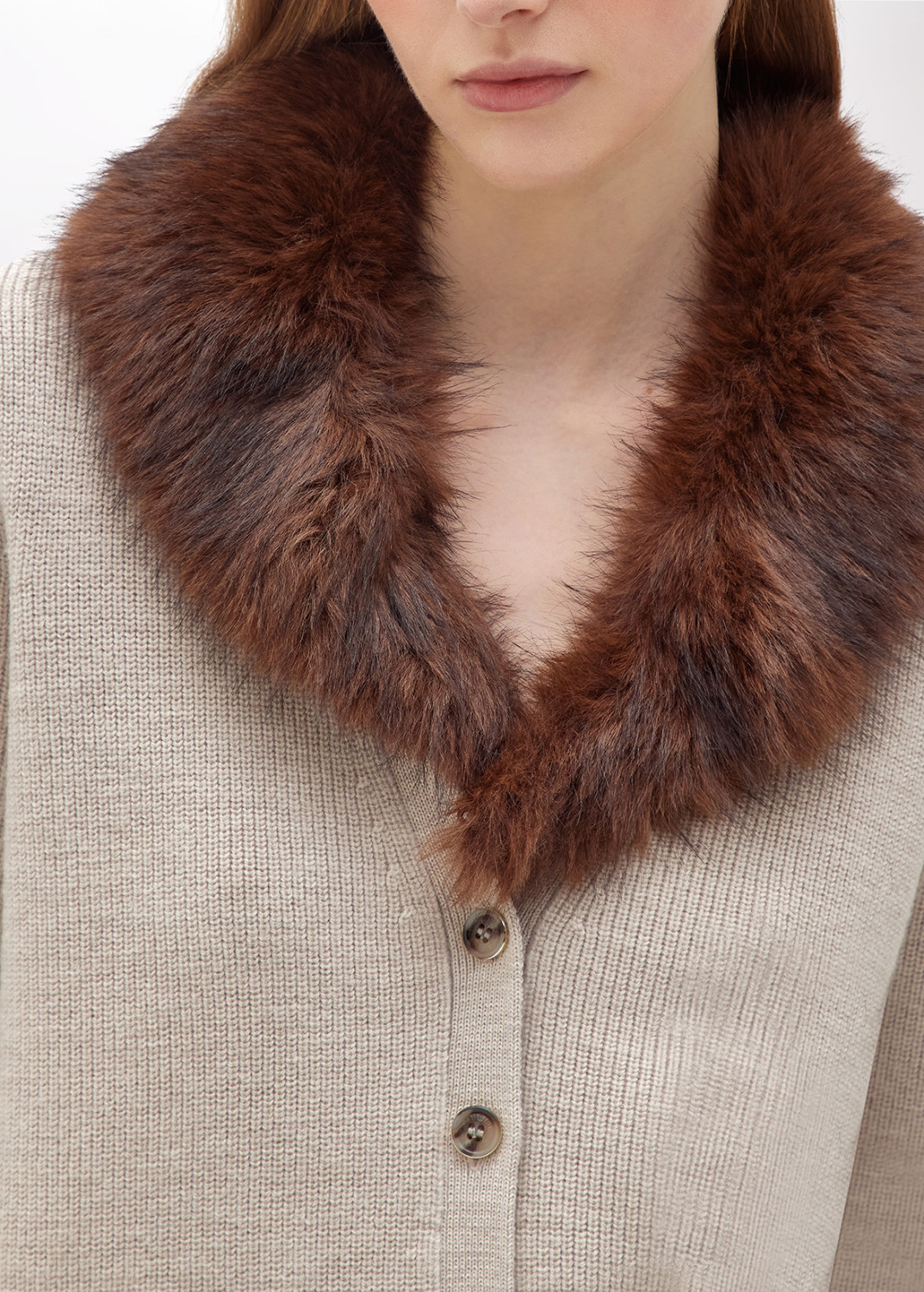 BLUGIRL: WOOL CARDIGAN WITH FAUX FUR