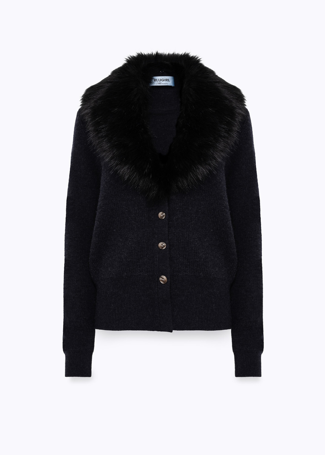 BLUGIRL: WOOL CARDIGAN WITH FAUX FUR
