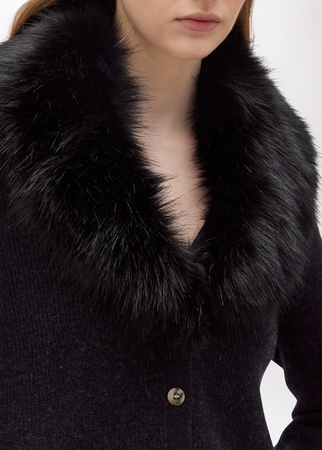 BLUGIRL: WOOL CARDIGAN WITH FAUX FUR