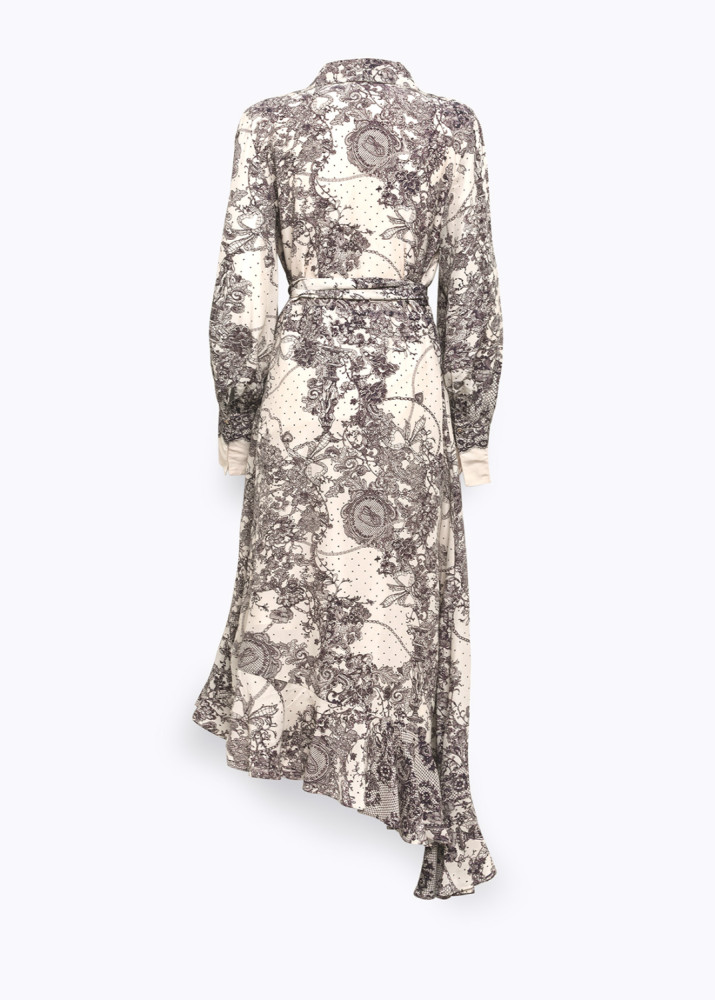 LACE-PRINT WRAP DRESS
