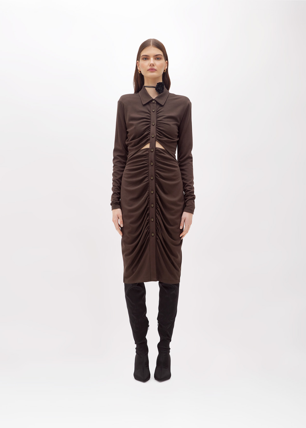 BLUGIRL: JERSEY SHIRT DRESS WITH GATHERING