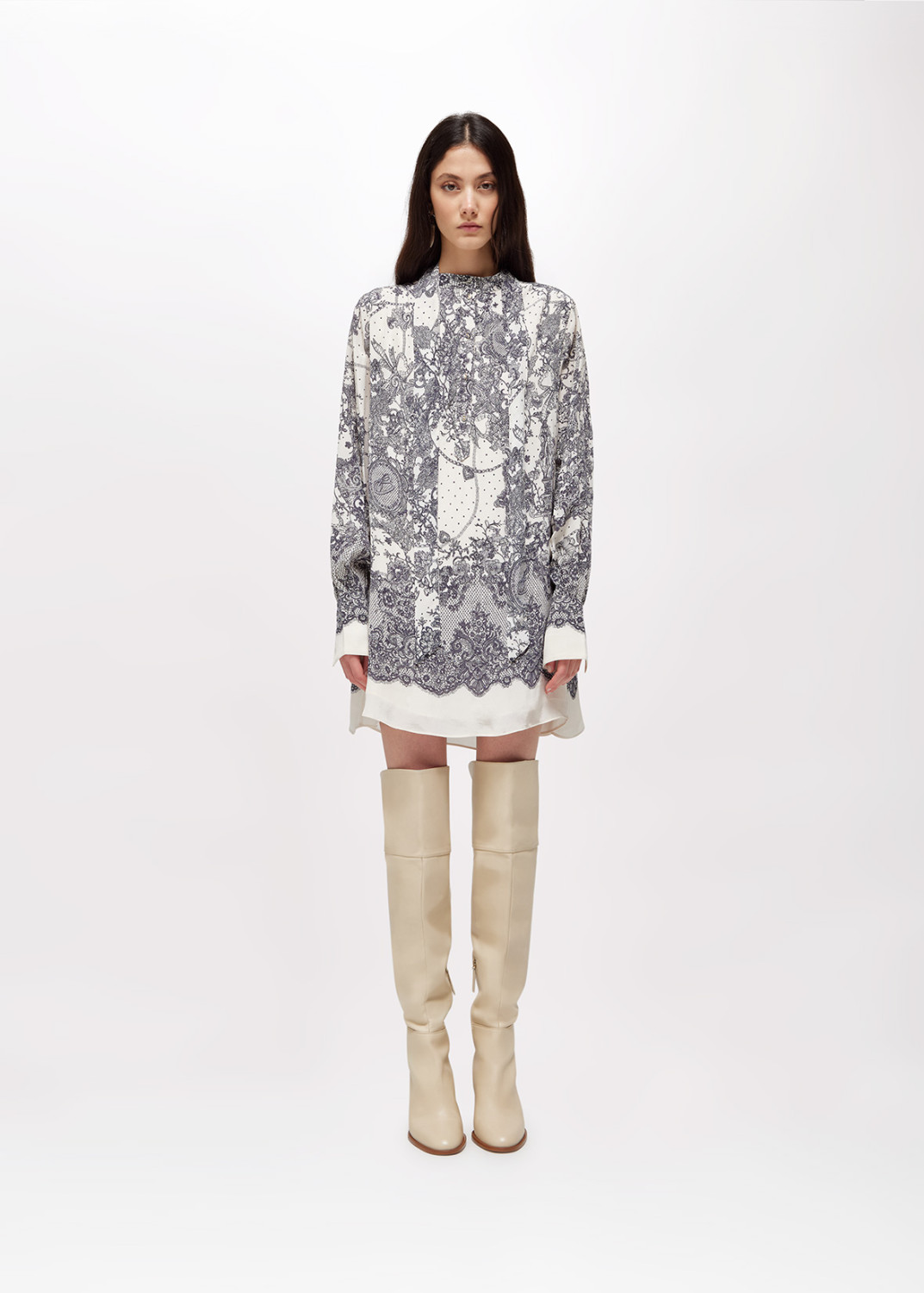 BLUGIRL: ABITO CON STAMPA PIZZO E FUSCIACCA