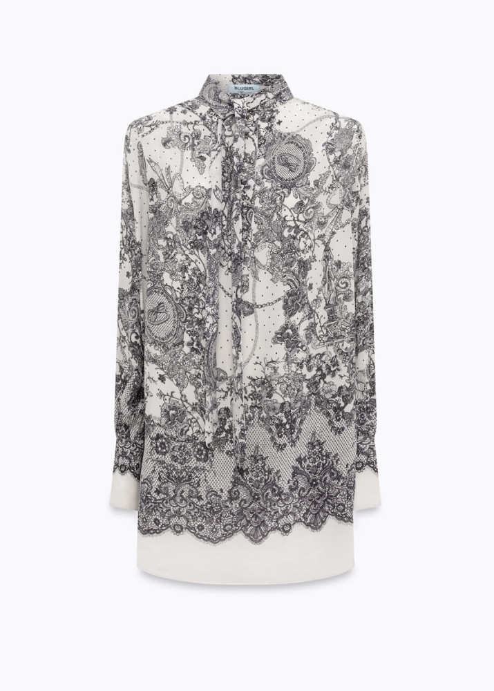 DRESS WITH LACE PRINT AND SASH