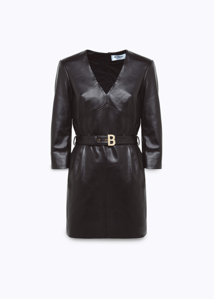 LEATHER MINI DRESS WITH BELT