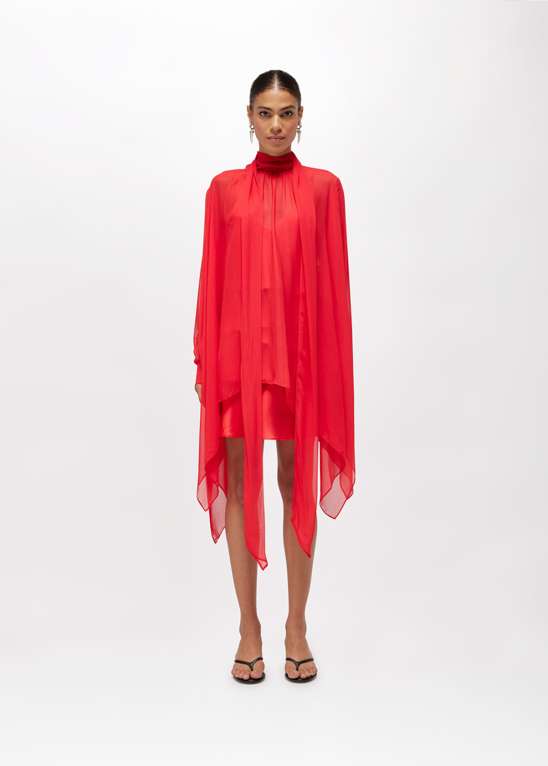 BLUGIRL: GEORGETTE MINI DRESS WITH TIE-NECK