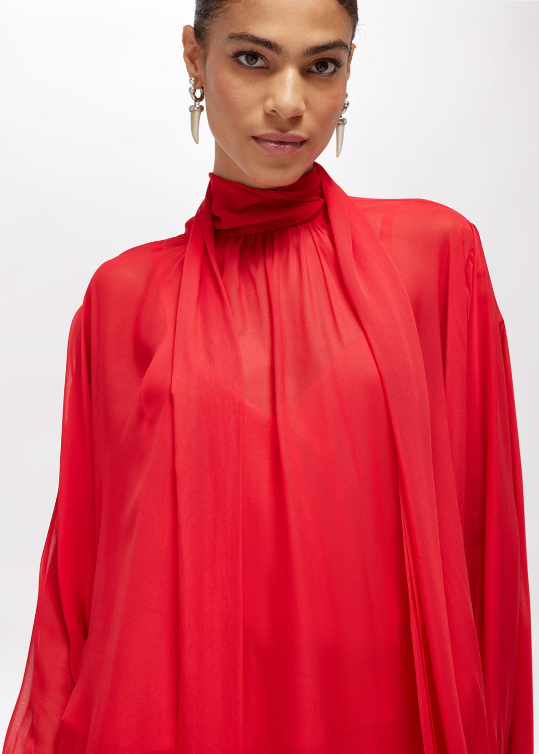 BLUGIRL: GEORGETTE MINI DRESS WITH TIE-NECK