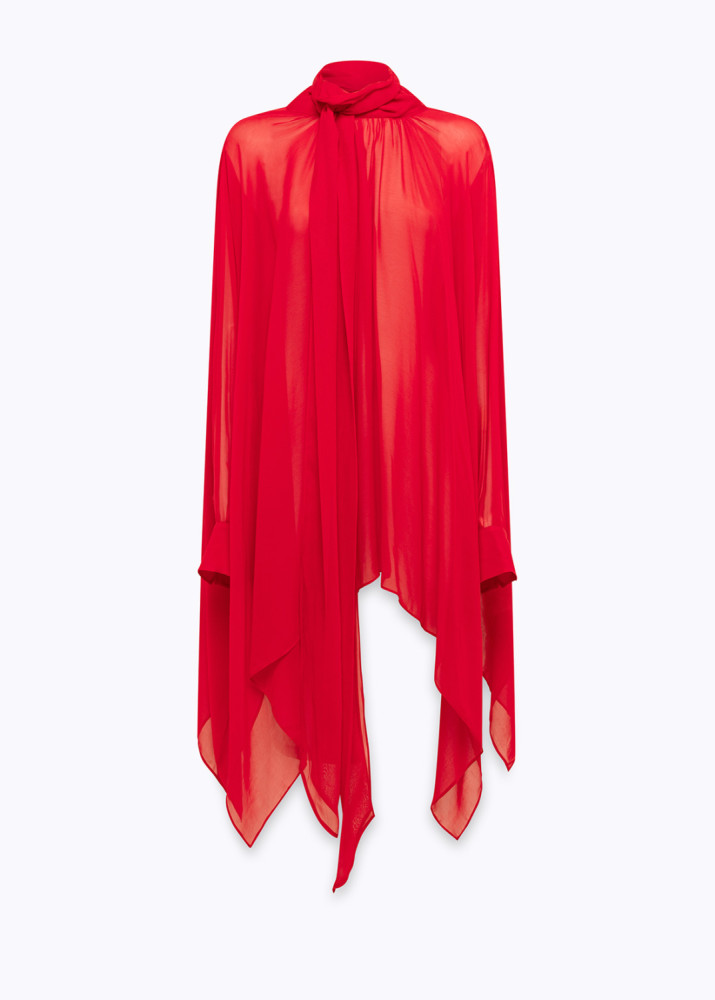 GEORGETTE MINI DRESS WITH TIE-NECK