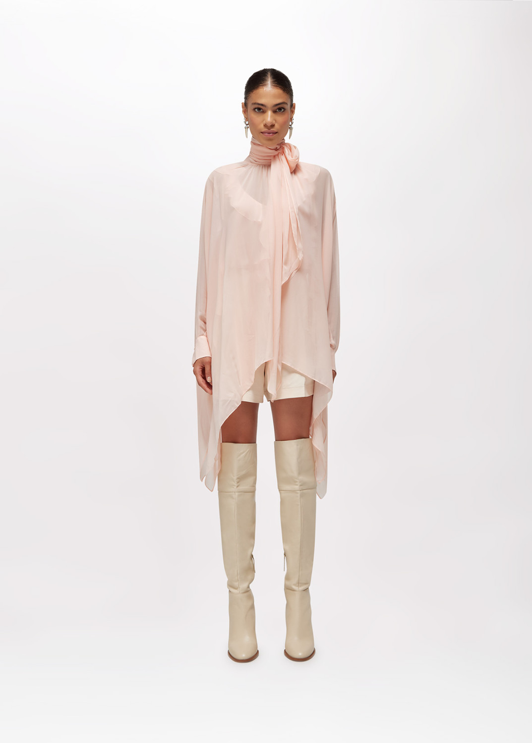 BLUGIRL: GEORGETTE MINI DRESS WITH TIE-NECK