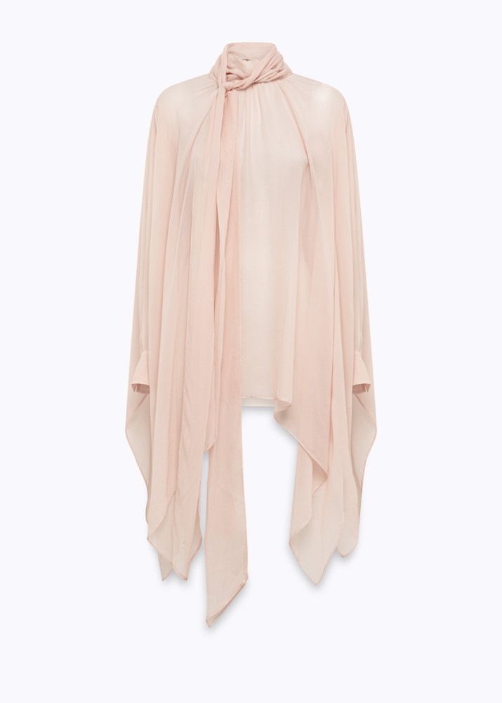 GEORGETTE MINI DRESS WITH TIE-NECK