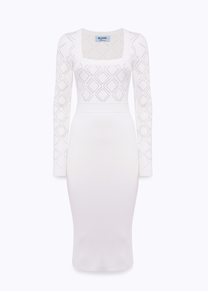 STRAPLESS KNITTED DRESS WITH RHINESTONES