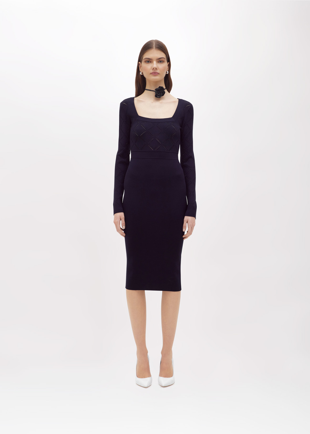 BLUGIRL: KNIT PENCIL DRESS WITH RHINESTONES