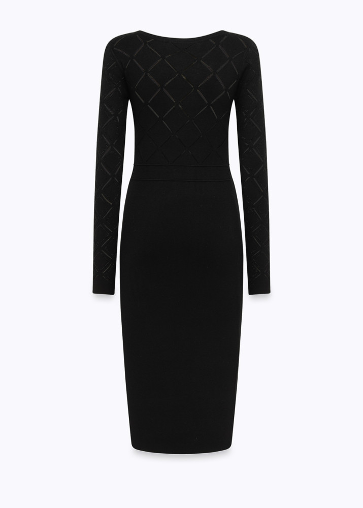 KNITTED BODYCON DRESS WITH RHINESTONES