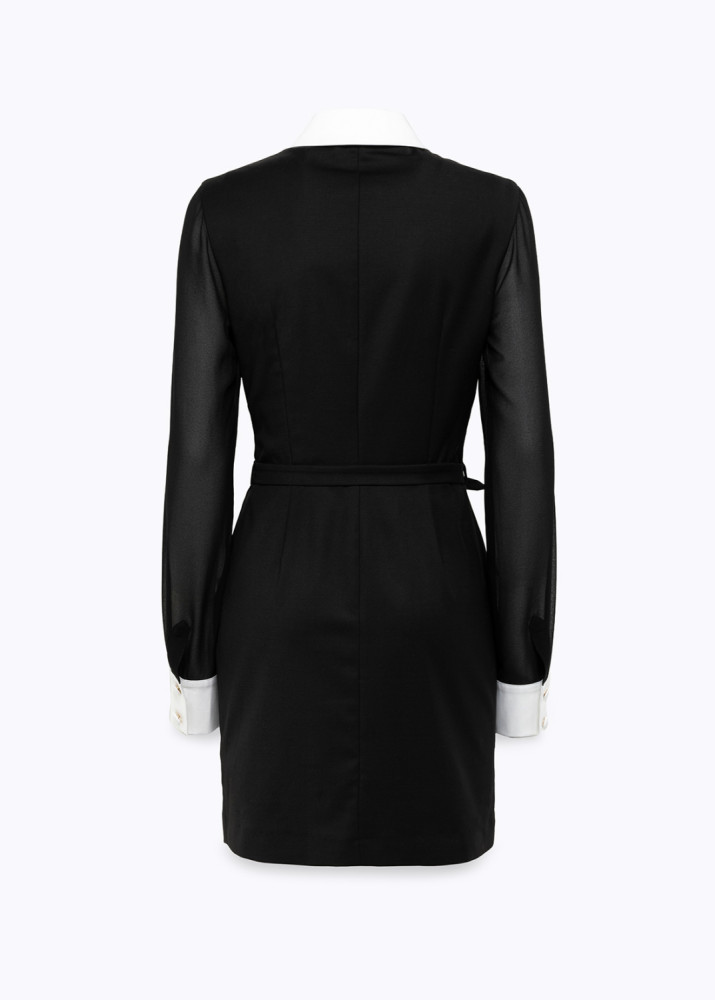 DRESS IN WOOL AND GEORGETTE BLEND