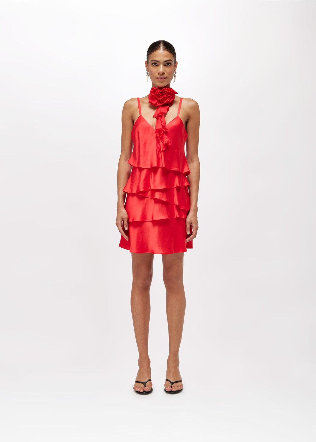 BLUGIRL: SHORT SATIN DRESS WITH RUFFLES