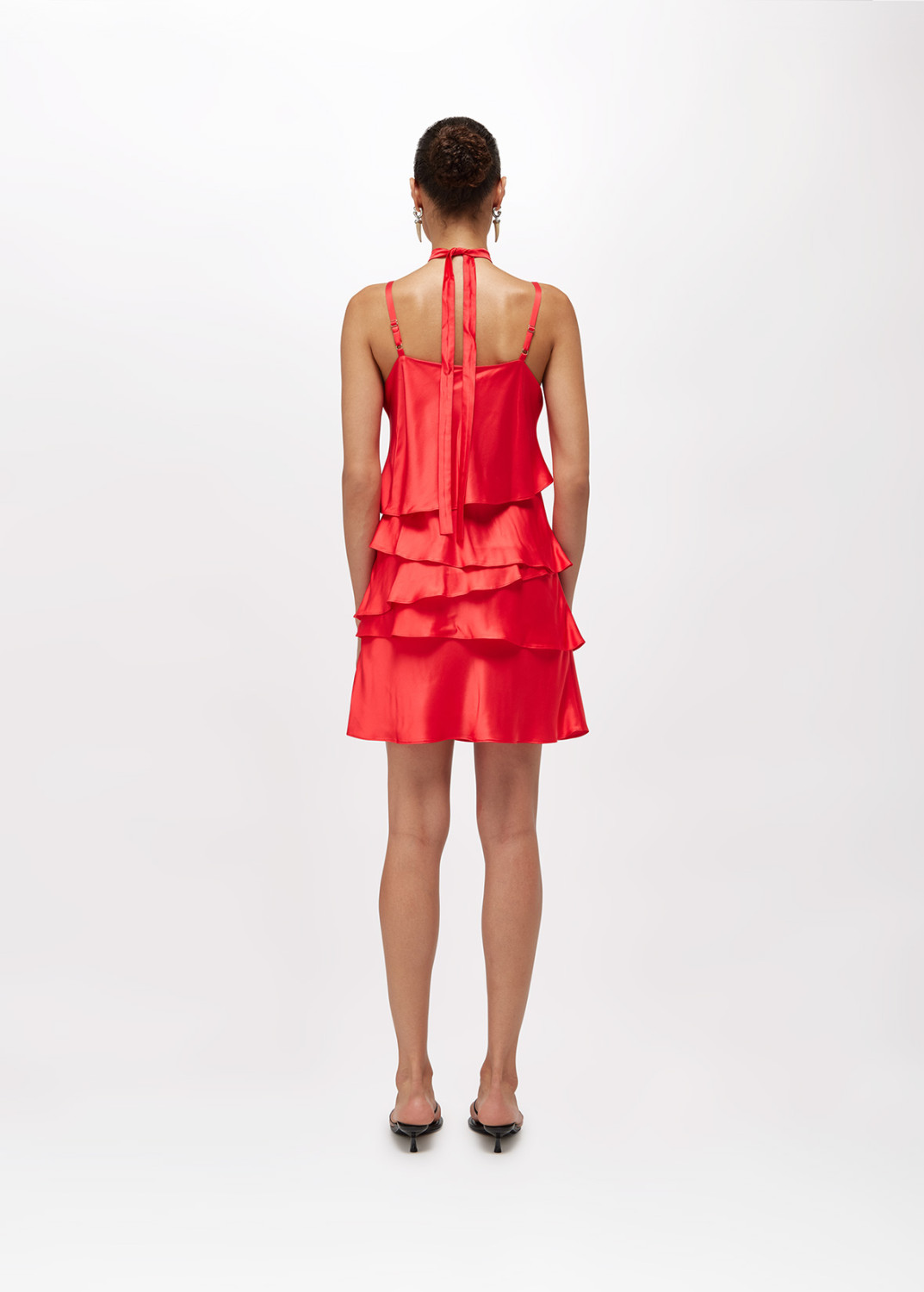 BLUGIRL: SHORT SATIN DRESS WITH RUFFLES