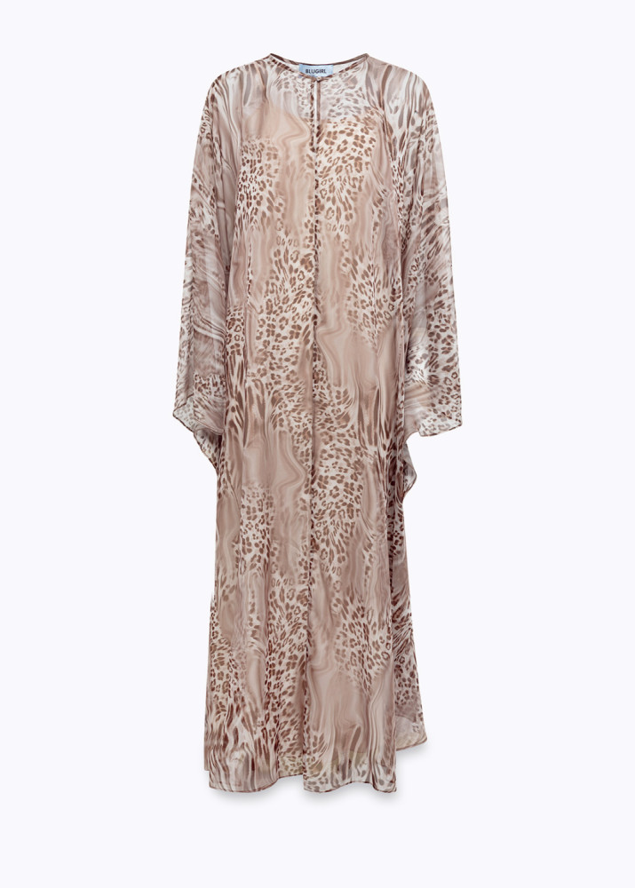 ANIMAL-PRINT CHIFFON LONG DRESS