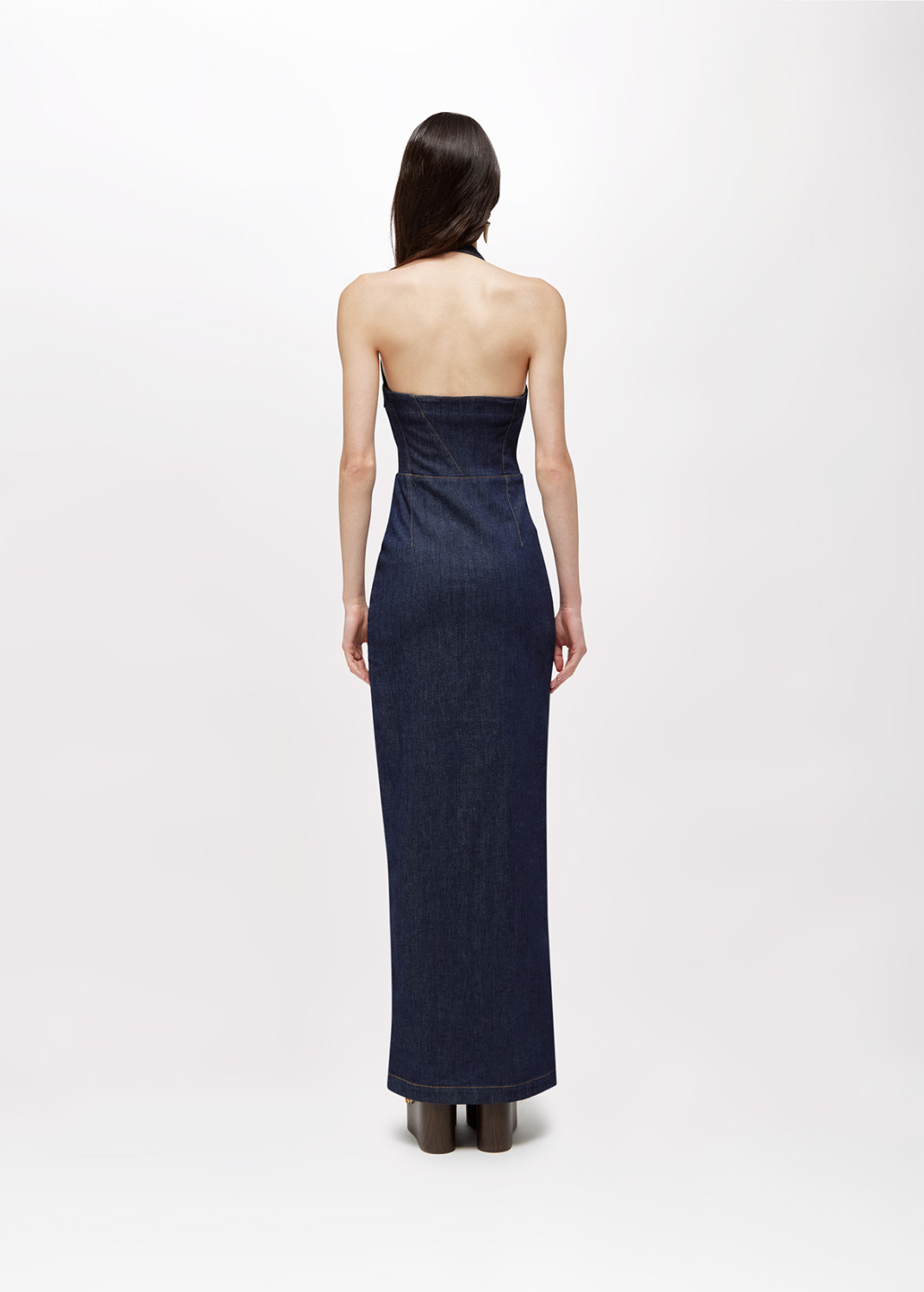 BLUGIRL: ABITO LUNGO IN DENIM CON SPILLA