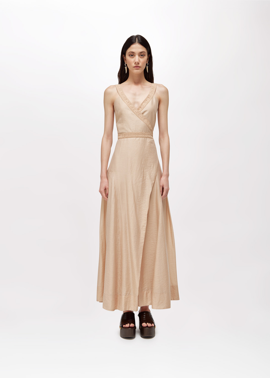 BLUGIRL: LONG LYOCELL AND LACE DRESS