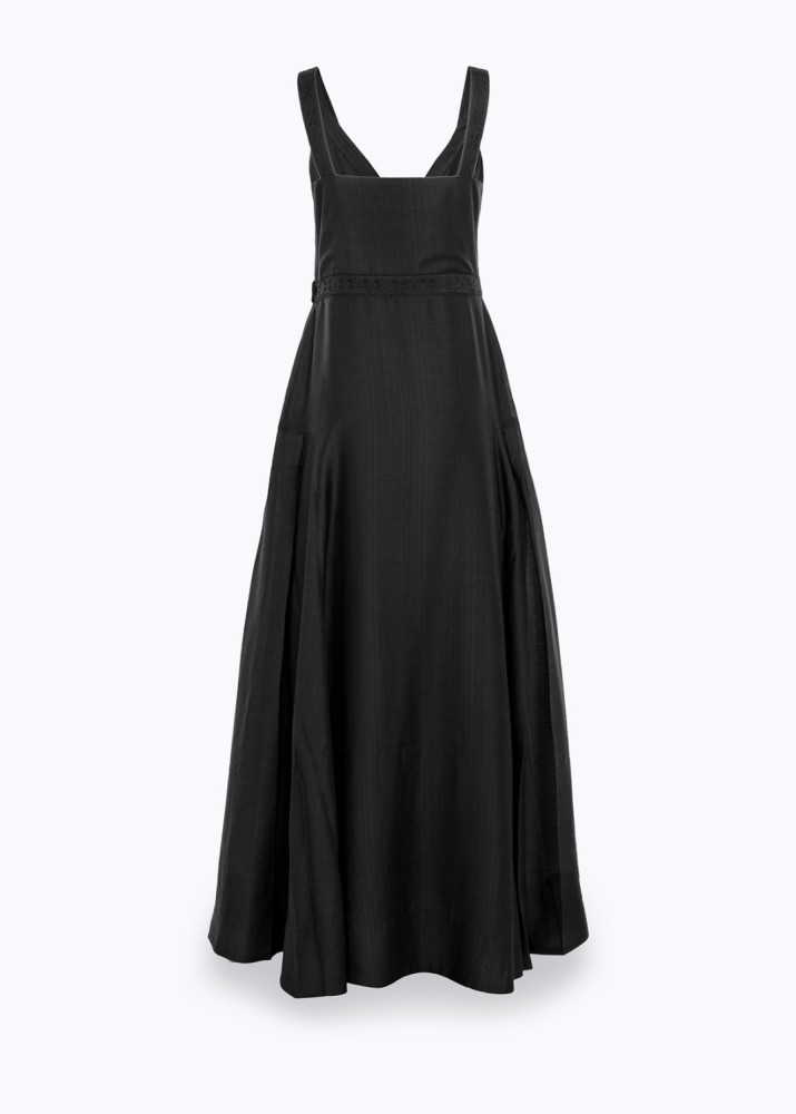 LONG LYOCELL AND LACE DRESS